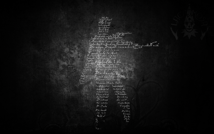 Lacrimosa silhouette made of text