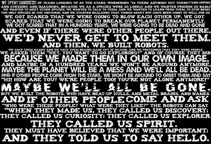 Text about space exploration and robots