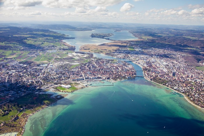 Aerial view of Konstanz on Lake Constance