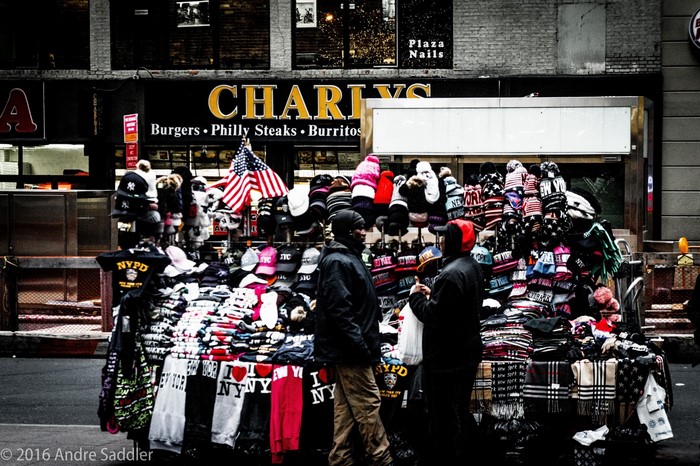 Street Vendor Selling NYPD and New York Merchandise