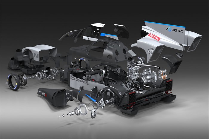 Nissan ZEOD RC race car exploded view