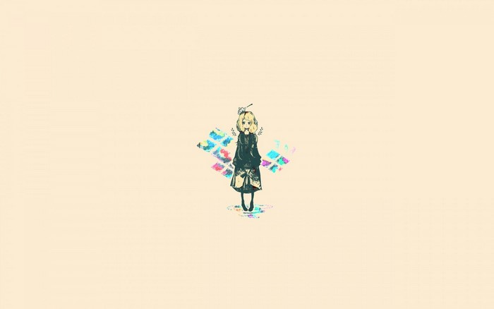 Anime girl with colorful geometric shapes