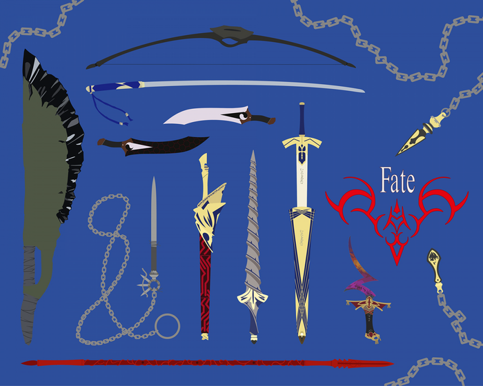 Various weapons from Fate series