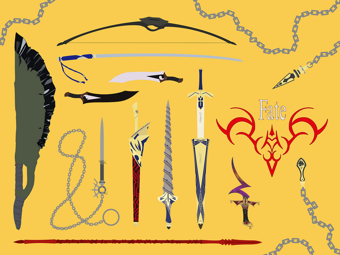 Various weapons from the Fate series