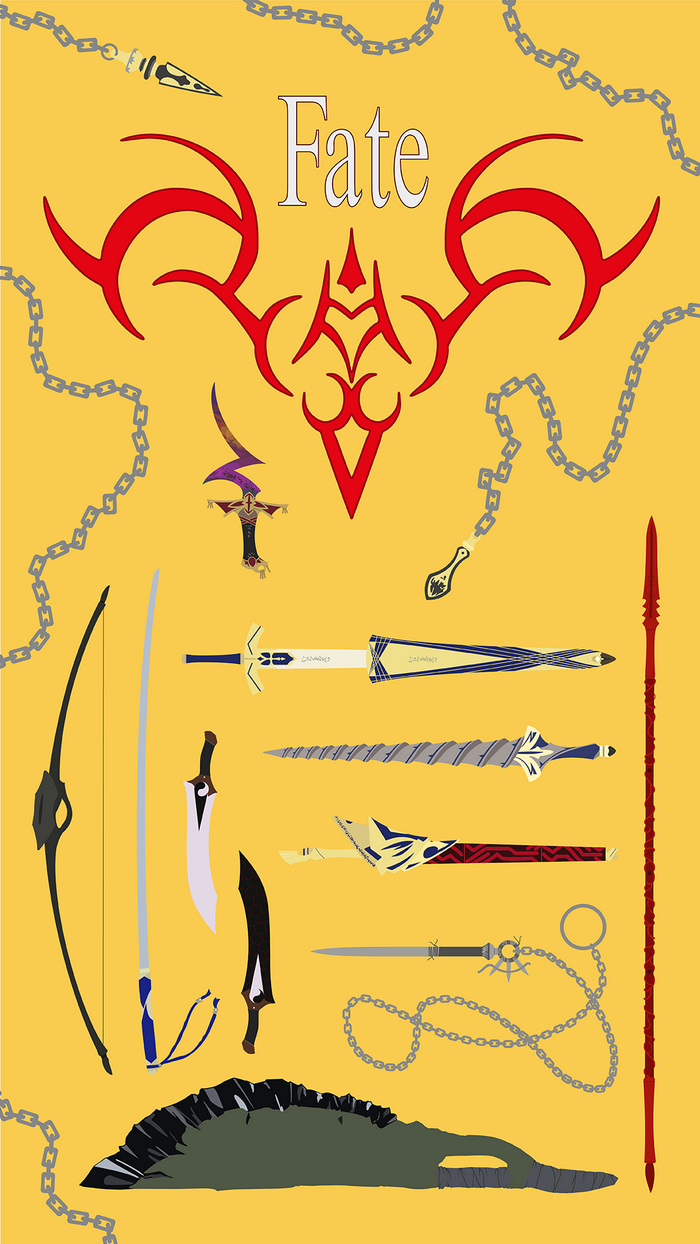 Fate Series weapons and symbols illustration