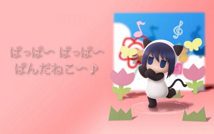 Chibi Girl in Animal Costume Dancing with Music Notes
