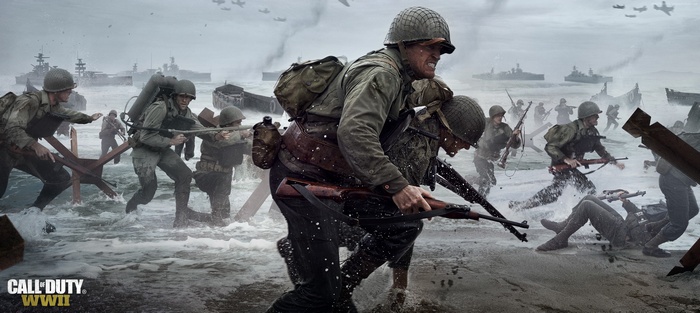 Call of Duty: WW2 soldiers landing on a beach