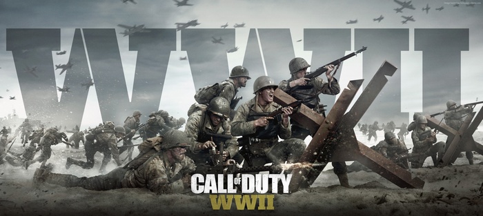 Call of Duty: WWII poster with soldiers on a beach