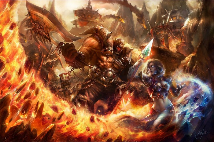 Jaina Proudmoore and Orc from World of Warcraft