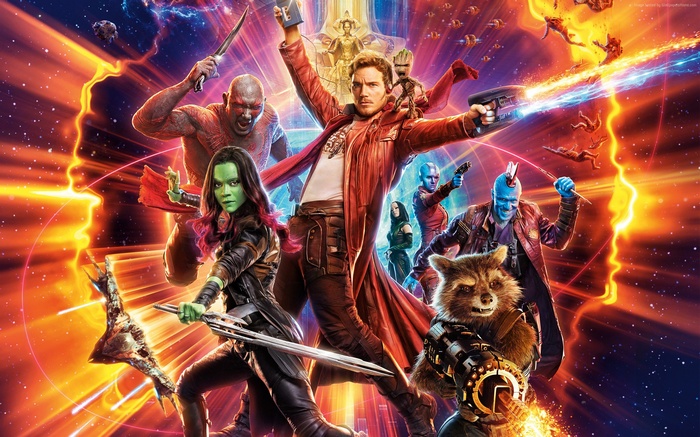 Star-Lord, Gamora, Drax, Yondu, and Rocket from Guardians of the Galaxy Vol. 2