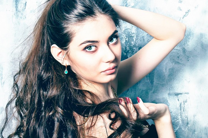 Portrait of a Young Woman with Long Dark Hair