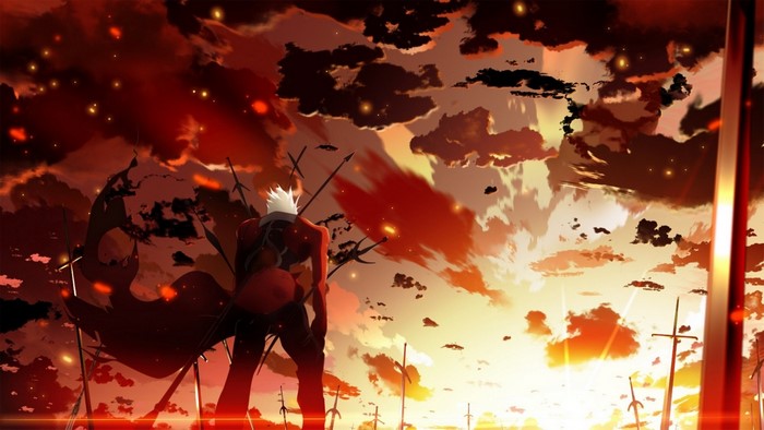 Archer from Fate/Stay Night in a field of swords
