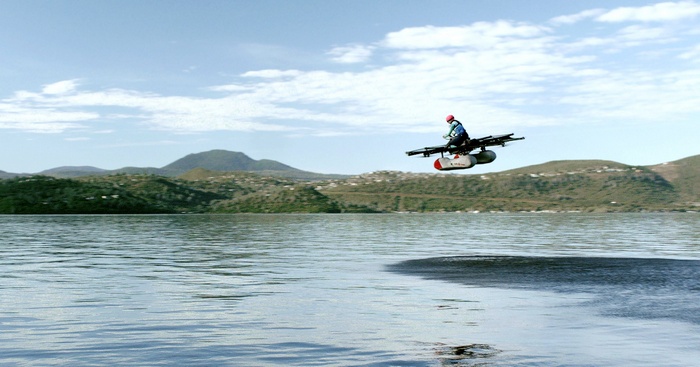 Kitty Hawk Flyer hoverbike over water