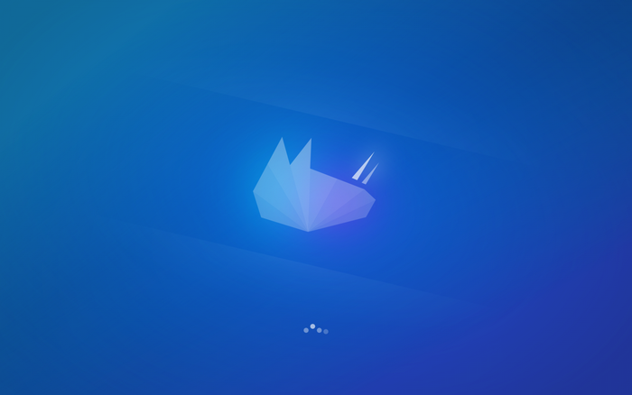 Blue abstract shape with loading indicator