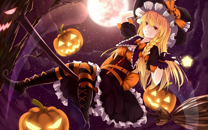 Kirisame Marisa from Touhou Project Halloween illustration