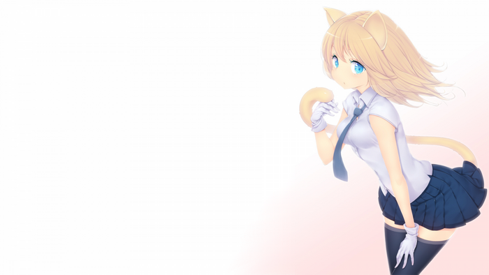 Anime cat girl with blue eyes and blonde hair