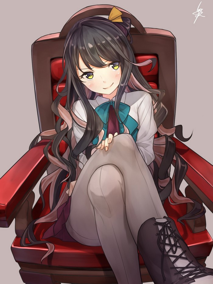 Naganami from Kantai Collection sitting on a chair