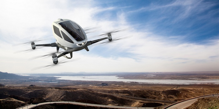Ehang 184 Autonomous Aerial Vehicle in Flight
