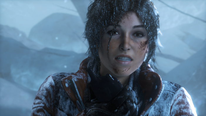 Lara Croft from Rise of the Tomb Raider in snow
