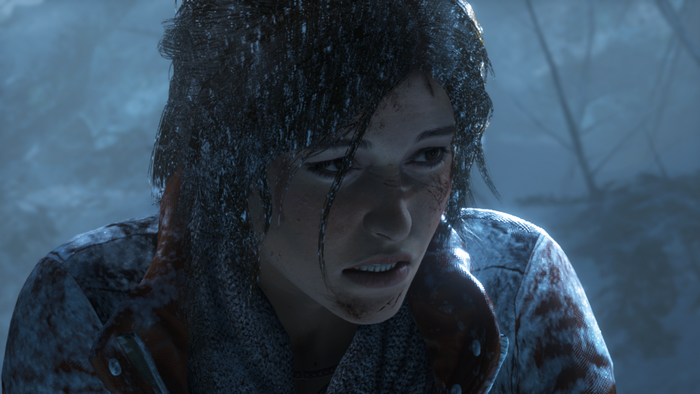 Lara Croft from Rise of the Tomb Raider in snow