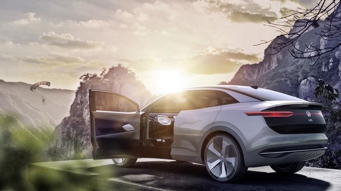 Volkswagen I.D. Crozz concept electric car with paragliders