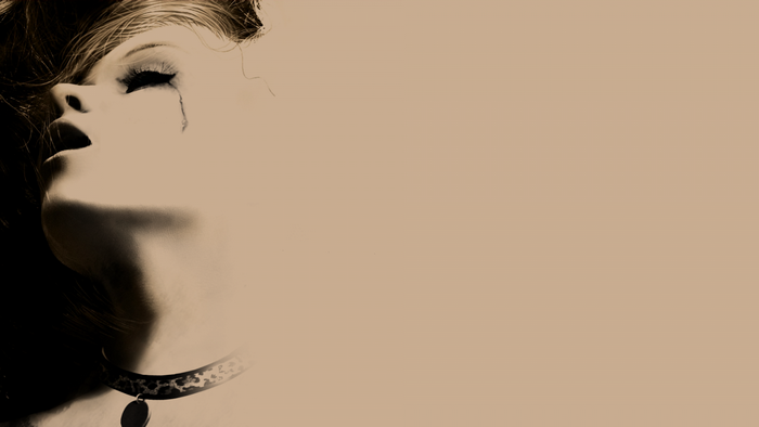Woman with tear and collar