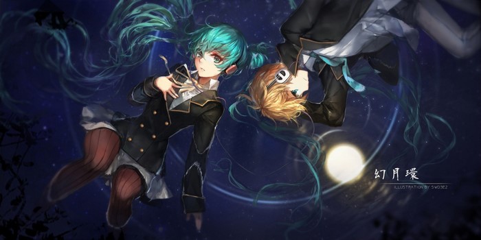 Hatsune Miku and Kagamine Len in space