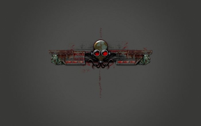 Steampunk gas mask with wings and blood splatters