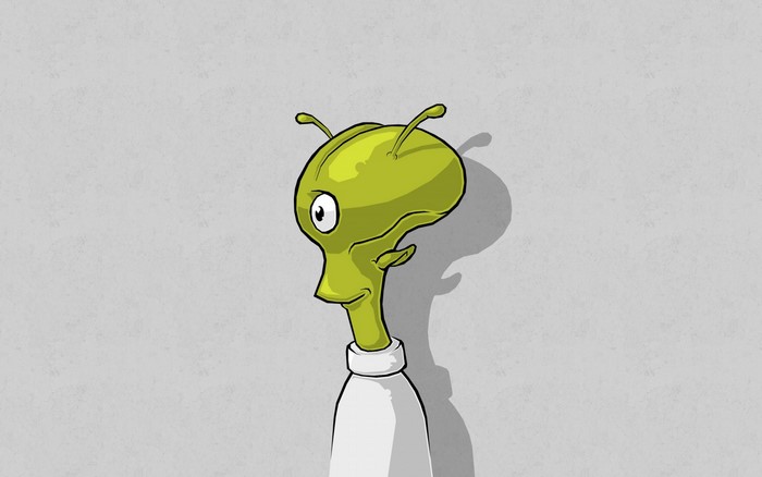 Green alien with one eye and antennae