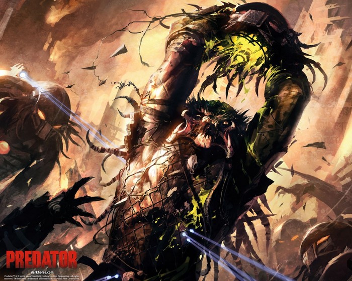 Predators fighting in a battle