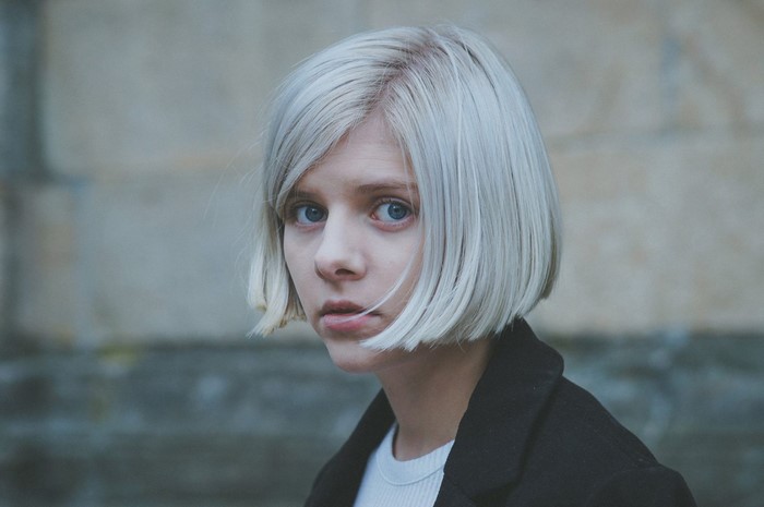 Aurora Aksnes with blonde bob haircut