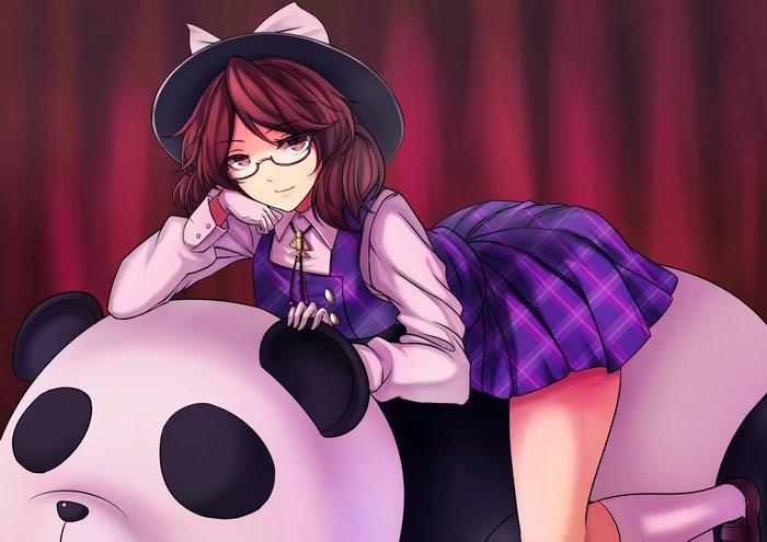 Usami Sumireko from Touhou with a panda