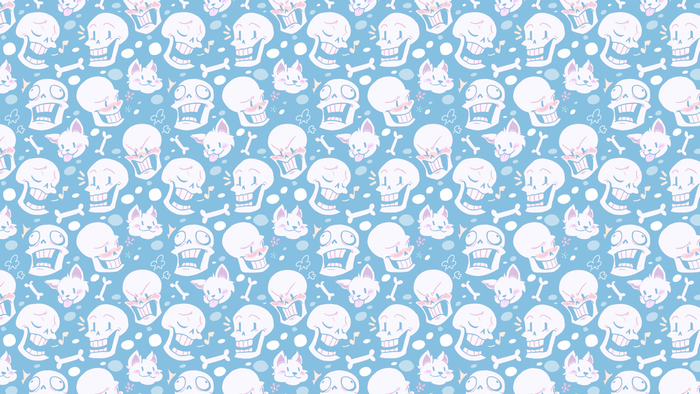 Papyrus and Annoying Dog pattern with bones and flowers