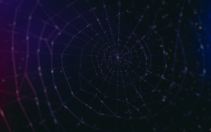 Abstract spider web with purple and blue gradient background