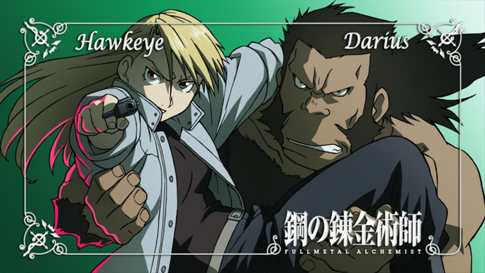Riza Hawkeye and Darius from Fullmetal Alchemist