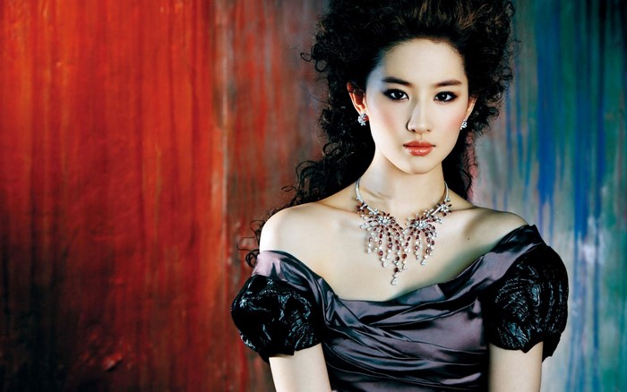 Liu Yifei in a formal gown with elaborate jewelry