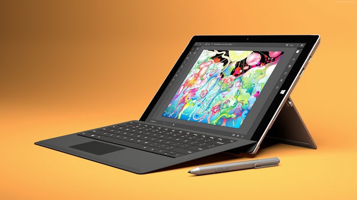 Microsoft Surface Pro 4 with stylus and keyboard