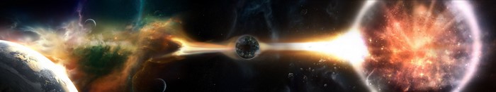 Space collision with planets and nebula