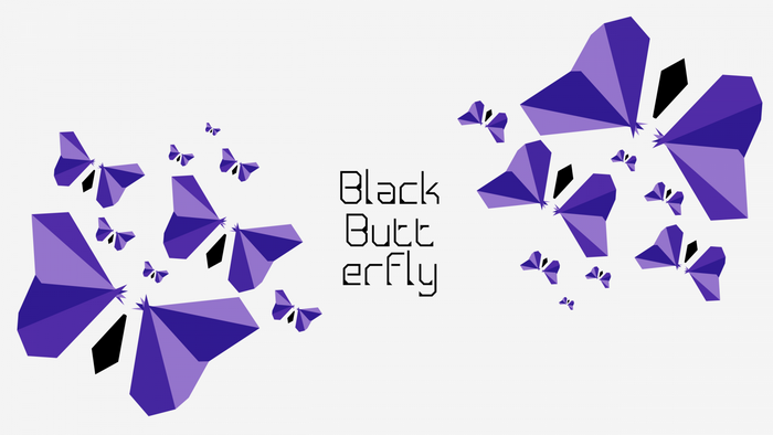 Black Butterfly Logo with Geometric Shapes