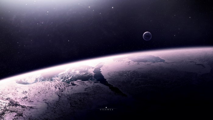 Icy Planet Surface in Deep Space