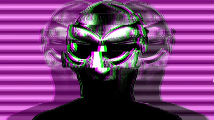 MF DOOM illustration with glitch effect