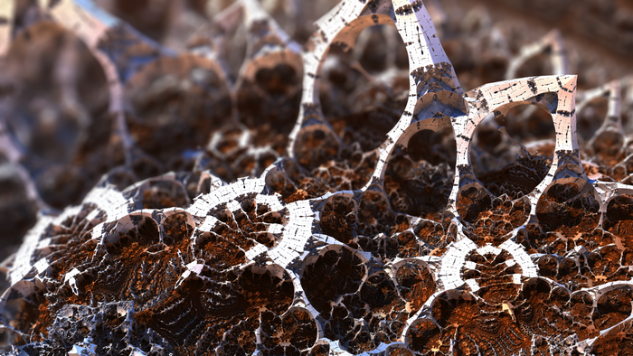 Abstract 3D fractal structure with brown and white elements