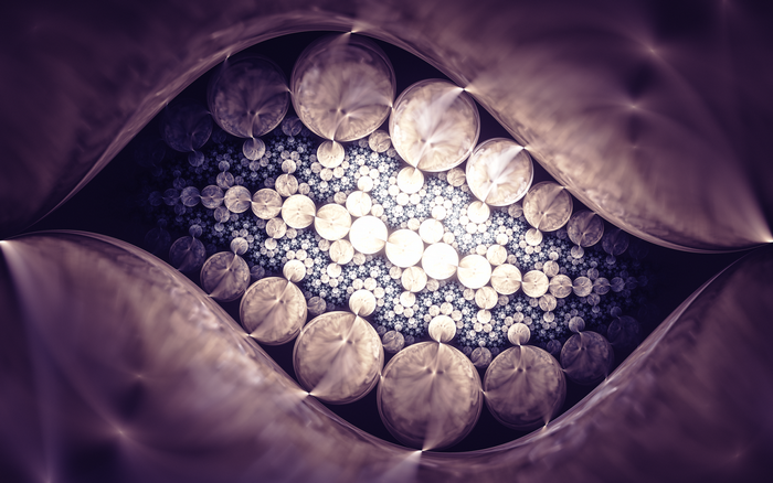 Abstract fractal art with circles and purple hues