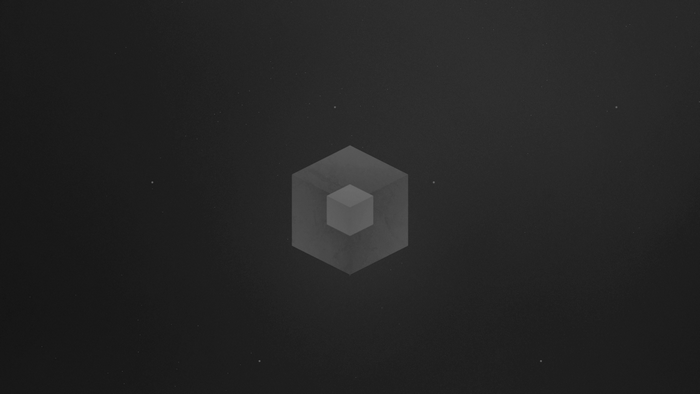 Abstract monochrome cube logo on dark background