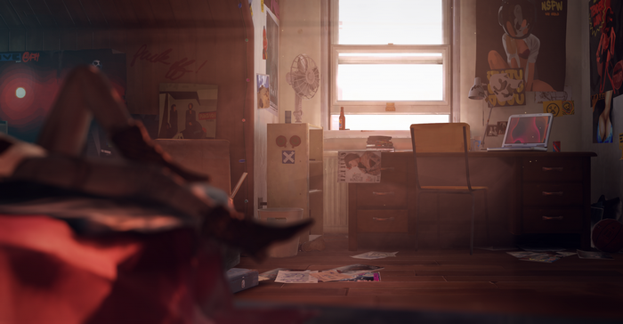 Max Caulfield from Life Is Strange in a bedroom