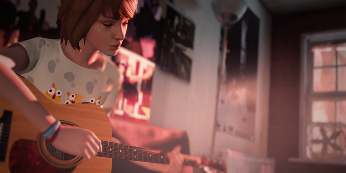 Max Caulfield from Life Is Strange playing guitar