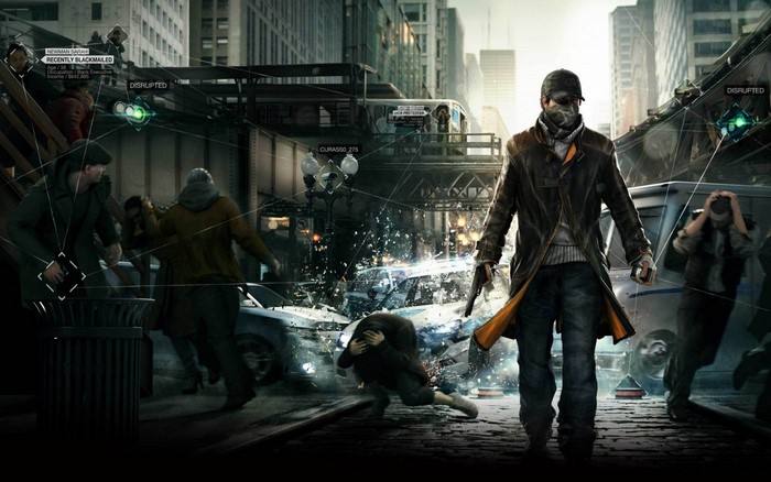 Aiden Pearce from Watch Dogs in a city street