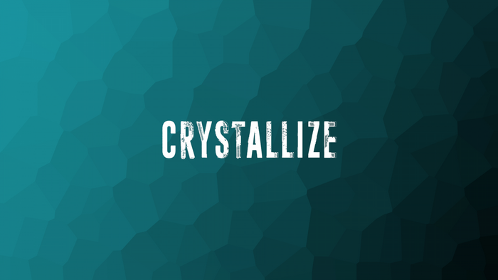 Crystallize text on a blue gradient background