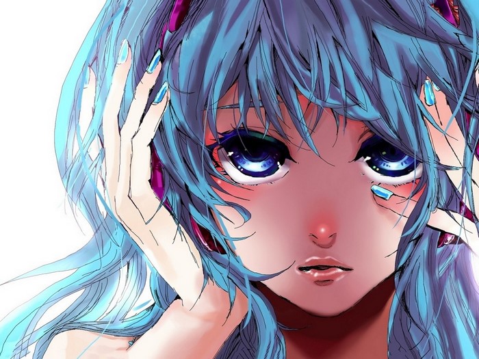 Hatsune Miku from Vocaloid with blue hair