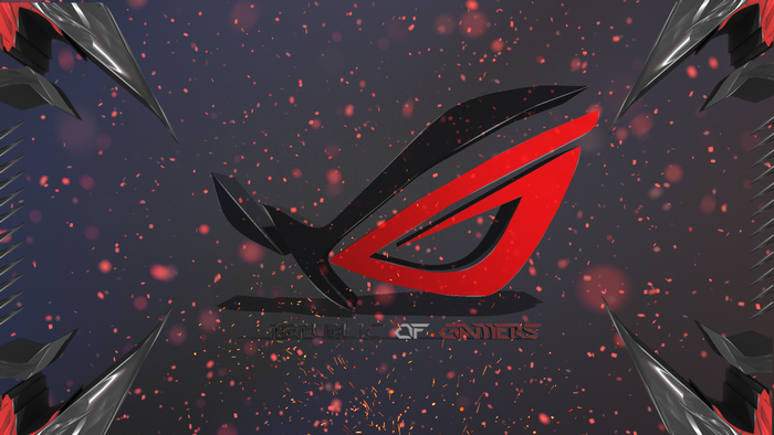 Republic of Gamers logo with spikes and particles